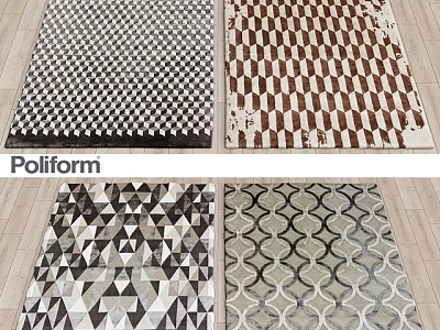 Poliform Floor Rugs With Various Geometric Patterns For Modern Interior Design 3d model