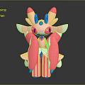 Cute Pink And Green 3D Modeled Character With Petal Like Wings