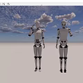 Intelligent Humanoid Robots Saluting In Front And Back Views With Futuristic Design