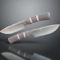 Tactical Knives With Vintage Design Red White Stripe Handles And Sharp Metal Blades