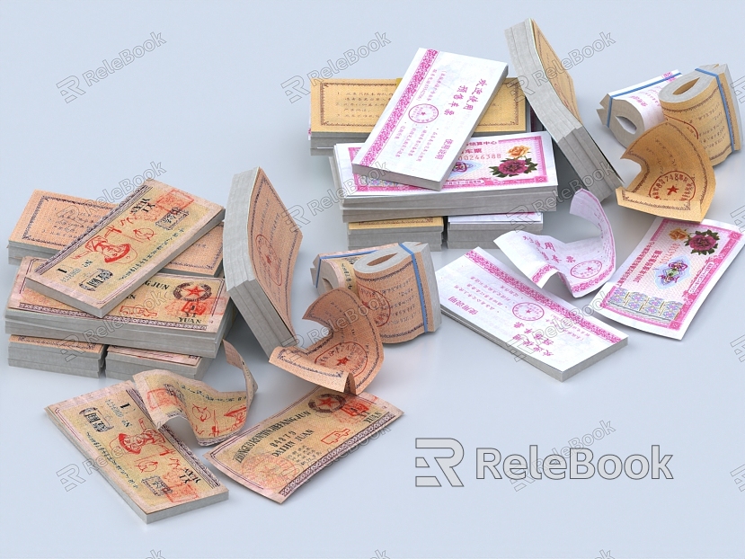 Food Tickets, Tickets, Meat Tickets, Cloth Tickets, Vouchers, Meal Tickets, Antique, Cultural Relics, Banknotes model