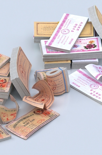 Food Tickets, Tickets, Meat Tickets, Cloth Tickets, Vouchers, Meal Tickets, Antique, Cultural Relics, Banknotes 3d model