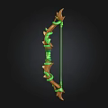 Decorative Brown Wooden Bow With Green Vines As Fantasy Weapon Design