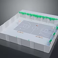 Modern Basketball Gymnasium Interior With Wooden Floor Two Hoops And Marked Lines