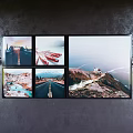Framed Landscape Paintings Featuring Golden Gate Bridge Night View And Coastal Seascape Scenes
