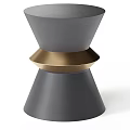 Modern Minimalist Gray Side Table With Gold Accent Ring And Layered Design 3d model