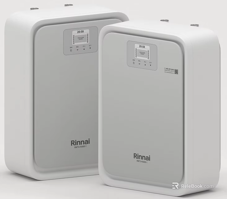 Two Rinnai White Kitchen Appliances With Modern Design And Digital Control Panels 3d model 