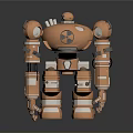 Futuristic Copper Mechanical Robot With Detailed Metallic Structure And Articulated Joints
