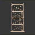 Golden Architectural Scaffolding Model With Multi Level Stairs And Platforms 3d model