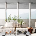 Modern Spacious Living Room With Natural Light Comfortable Sofas And Plants