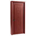Mahogany Red Hinged Door With Intricate Decorative Patterns And Metal Handle