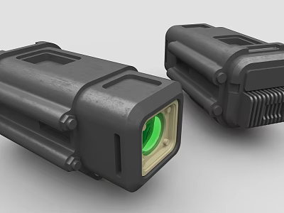 Two Black Industrial Equipment With Durable Design And Optical Green Lens 3d model