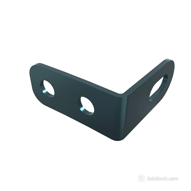 L Shaped Metal Bracket With Three Circular Holes For Structural Support 3d model 