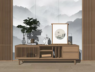 New Chinese TV Cabinet TV Cabinet Decoration Combination 3d model
