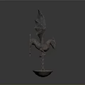 Winged Dragon Metal Sculpture With Decorative Stand And Bowl Base Design
