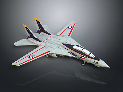 Modern Fighter Jet With White Blue Red Stripes And Star Emblem Design 3d model