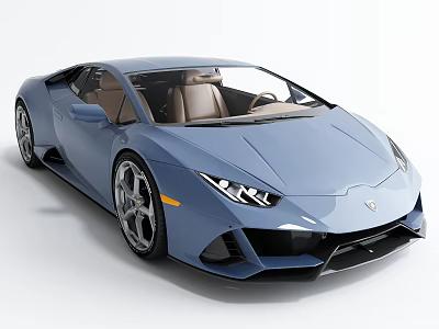 Blue Modern Sports Car With Sleek Design Silver Alloy Wheels And Brown Leather Interior 3d model