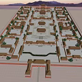 Ancient Architecture Complex Featuring Symmetrical Layout Courtyards And Traditional Design 3d model