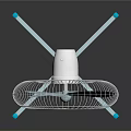 Modern Pedestal Air Cooler Fan With Blue Stand Transparent Blades And Brand Logo