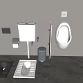 Modern Bathroom Toilet Display With Squat Toilets Urinal Tank Paper Holder And Trash Can