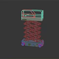 Red Mobile Scissor Lift Featuring Elevated Platform Scissor Mechanism And Wheels