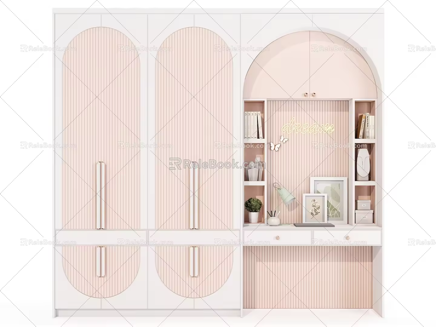 Simple Open-compartment Wardrobe Desk Cabinet 3d model