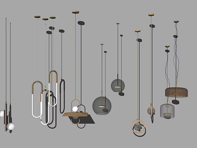 Modern Pendant Lights With Sleek Geometric Designs And Metal Glass Accents 3d model