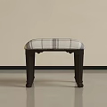 Elegant Classic Stool With Plaid Fabric Cushion And Dark Wooden Legs In Minimalist Interior