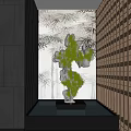 Modern Interior Decorative Sculpture With Green Plants And Bamboo Leaf Design