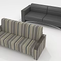 Modern Sofa Set With Striped Fabric And Dark Gray Leather Designs