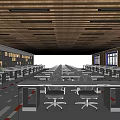 School Spacious Learning Area With Rows Of Desks Chairs Bookshelves And Windows