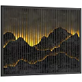 Modern Decorative Wall With Metal Grille Mountain Pattern And Yellow Glow 3d model