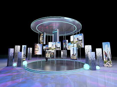 Science and Technology Device Meichen Exhibition Shows LED Screen Water Corrugated Plate Mirror Column Luminous Ball 3d model