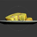 Fresh Yellow Cake Roll Slices With Cream Filling On White Plate