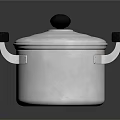 Stainless Steel Cooking Pot With Black Handles And Fitted Lid For Kitchen Use
