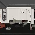 Modern Living Room Interior Design With Sofa Floor Lamp And Decorative Pillows