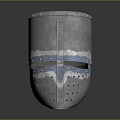 Medieval Weapon Armor Helmet With Steel Construction And Riveted Face Grille