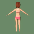 3D Female Character With Red Hair In Pink Bikini Standing On Green Background