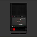 Vintage Black Portable Audio Player With Red Button And Speaker Grille Classic Design