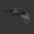 Flying Bird With Spread Wings And Blue White Feathers Against Dark Gradient Background 3d model