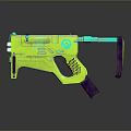 Futuristic Neon Green Turquoise Weapon With Decorative Sci Fi Design Elements