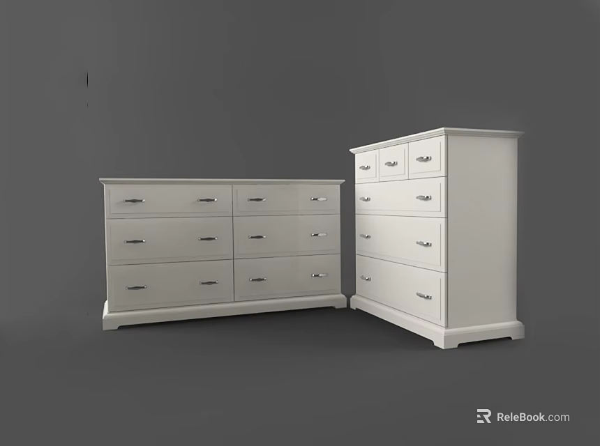 White Modern Dresser With Multiple Drawers For Bedroom Storage Furniture 3d model 