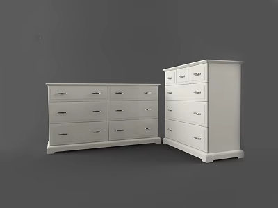 White Modern Dresser With Multiple Drawers For Bedroom Storage Furniture 3d model