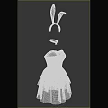 Red Rabbit Costume Dress With Ears Headband And Bow Tie Accents For Cosplay