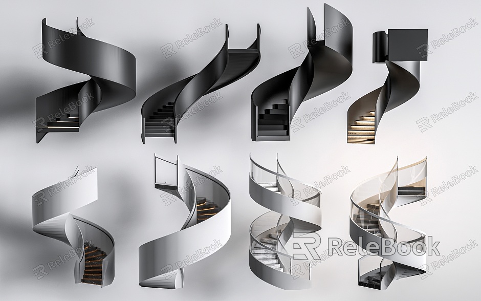 modern revolving stair indoor stair handrail stair model