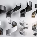 Modern Spiral Stairs Design With Black And Silver Metal Styles For Interior Spaces