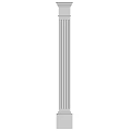 White Fluted Classical Column Architectural Component With Decorative Base And Top