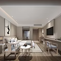 Modern Hotel Guest Room Interior With Comfortable Bed Armchairs And Decorative Wall Art