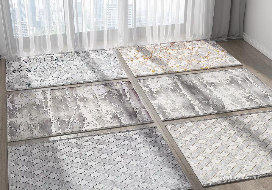 Various Square Area Rugs With Modern Patterns For Living Room Decor 3d model 