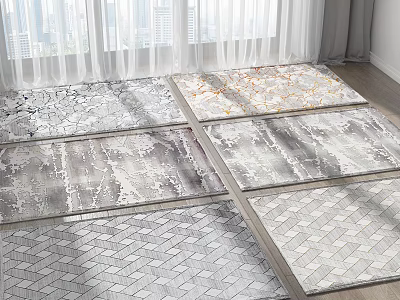 Various Square Area Rugs With Modern Patterns For Living Room Decor 3d model